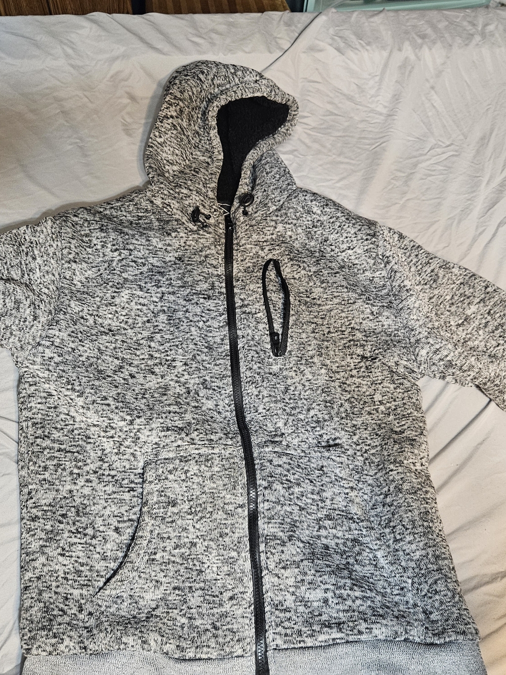 Men's Gray Marled Hooded Performance Zip Jacket